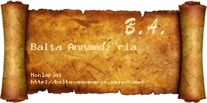Balta Annamária névjegykártya